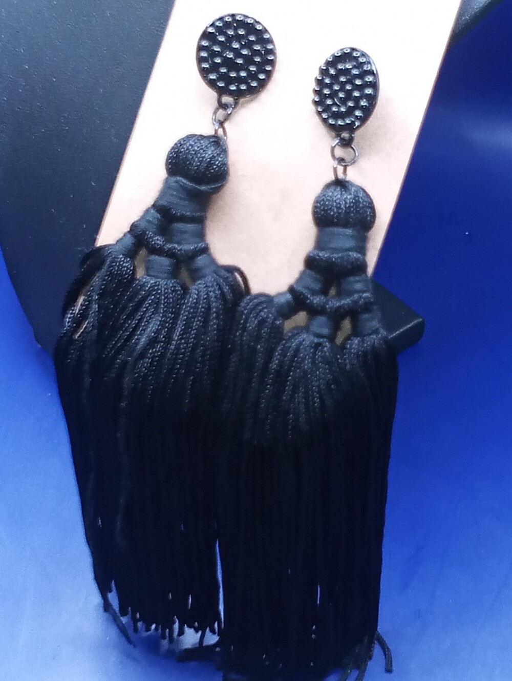 Black Tassel Drop Earrings - Brand